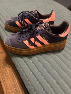 adidas Gazelle Women’s Navy and Pink Platform Sneakers